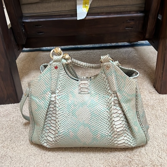 BRAHMIN Elise Opal green Seville collection croc embossed leather bag - Picture 5 of 15